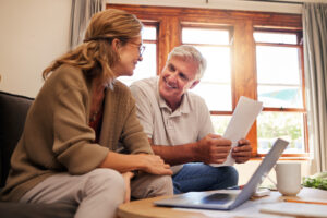 couple happy with information reverse mortgage concept